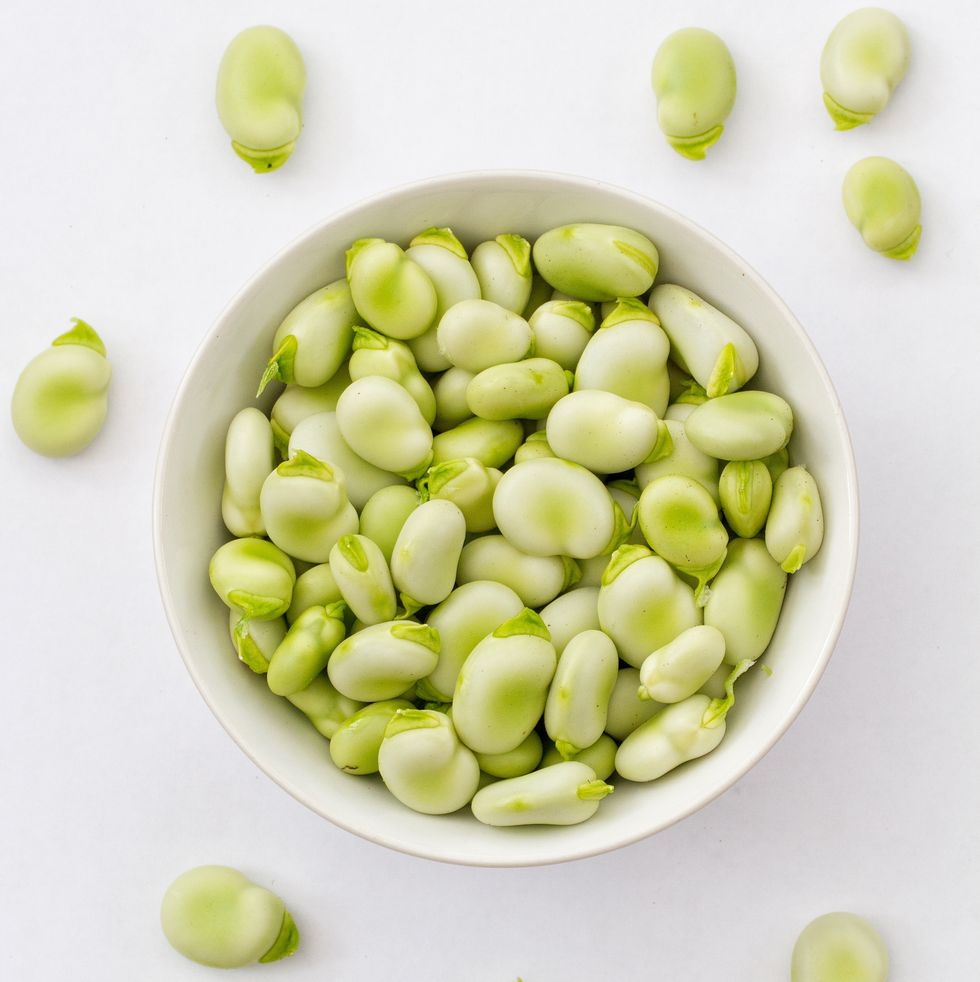 Directly Above Shot Of Fava Beans In Bowl On Table
