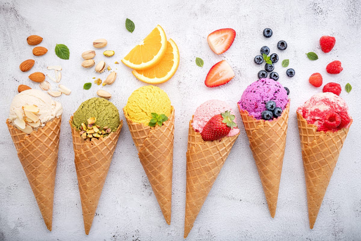 ice cream cones and fruit for best healthy ice cream