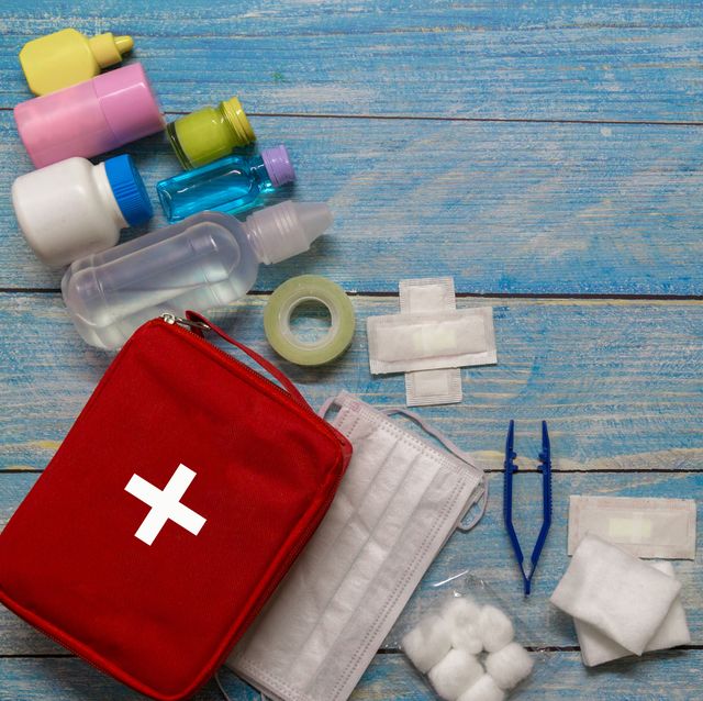disaster preparedness medical kit displayed on table
