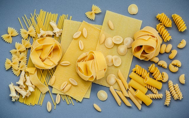 Directly Above Shot Of Uncooked Pasta On Table