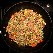 Directly Above Shot Of Veg Fried Rice In Cooking Pan