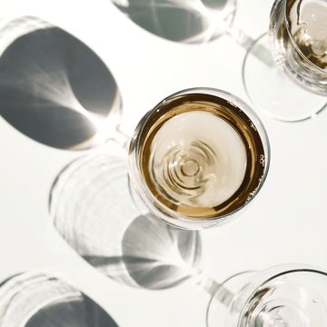 Directly Above Shot Of Wineglasses On Table