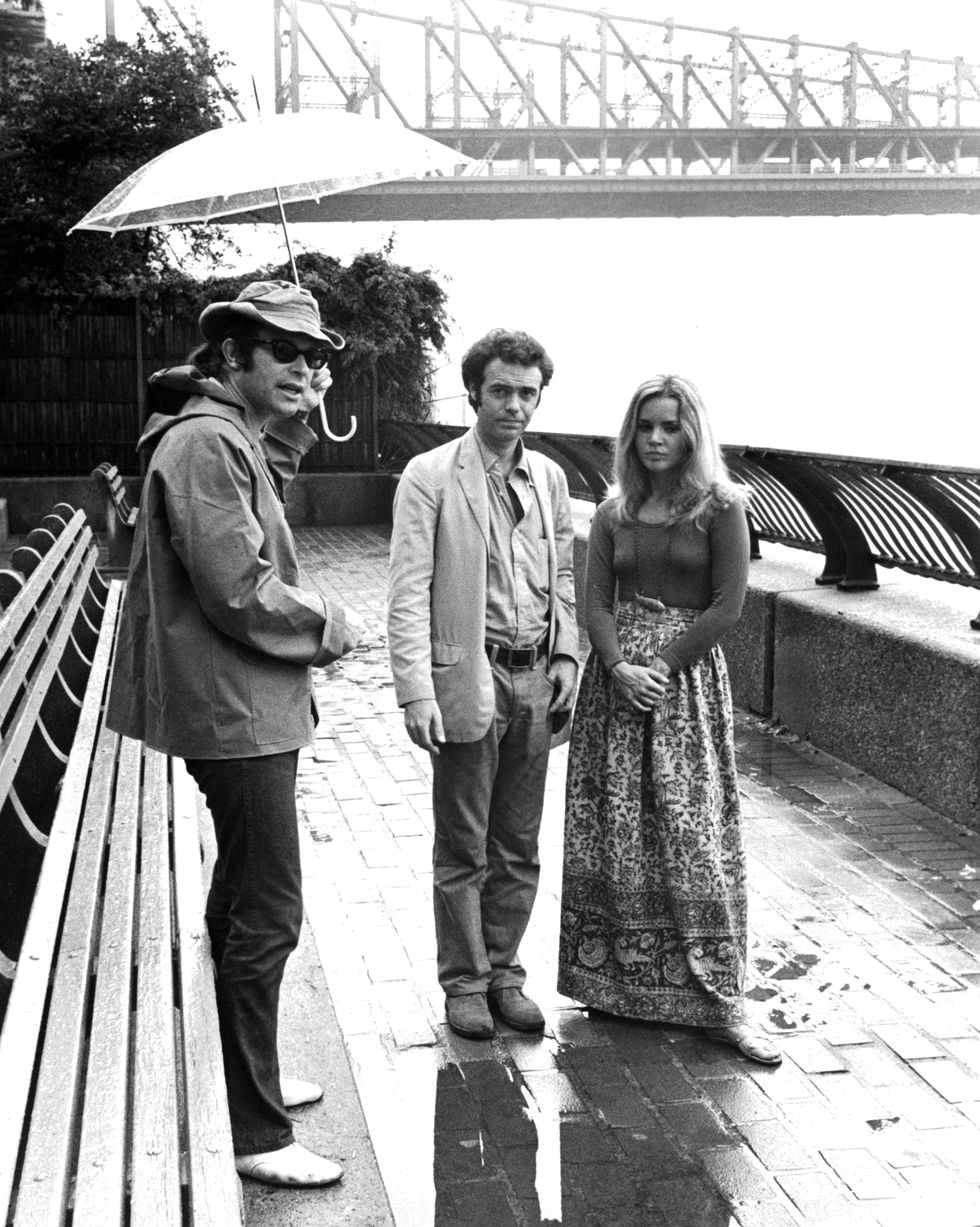 Henry Jaglom appears at the far left with actor Phil Proctor and actress Tuesday Weld on the set of the move 'A Safe Place' in 1971.