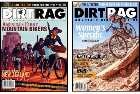 Dirt Rag magazine covers from Issues 154 and 189.