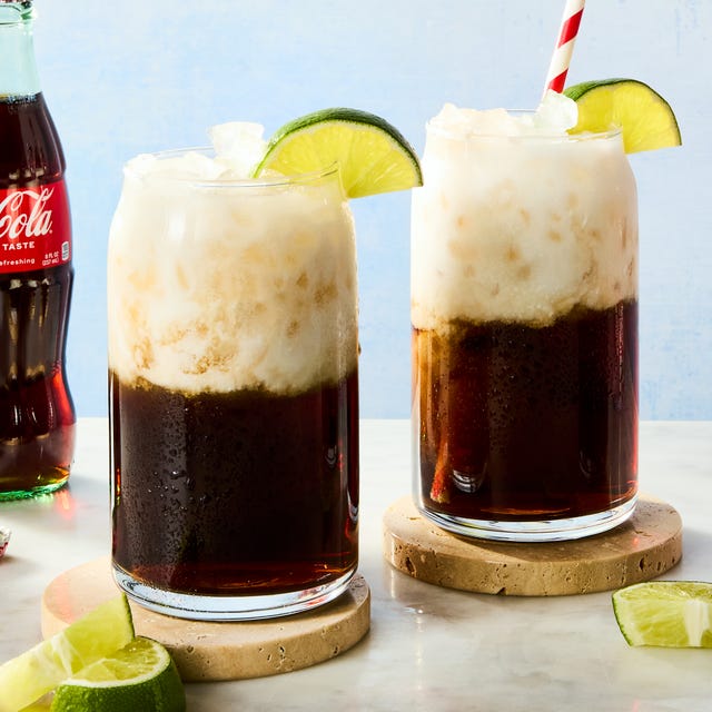 Dirty Coconut Coke coke with coconut creamer and lime