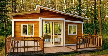 wooden cabin in a forested area