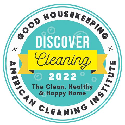 yellow and blue  discover cleaning 2022 logo