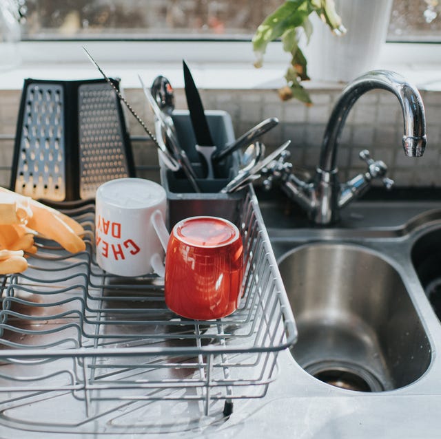 Kitchen Details Large Dish Rack with Tray in Silver