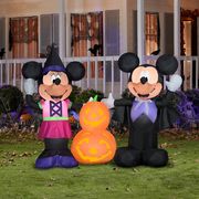 minnie and micky mouse inflatable halloween yard decor and jack skellington light up pumpkin