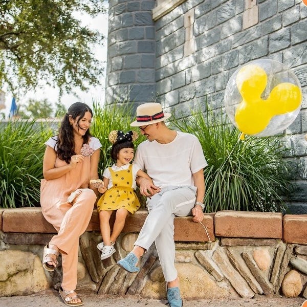 a family with a balloon at disney world a family with a balloon at disney world