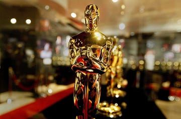 oscar statuettes for the 76th academy awards displayed in hollywood