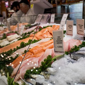 display of fresh fish for sale at local market in grand central station