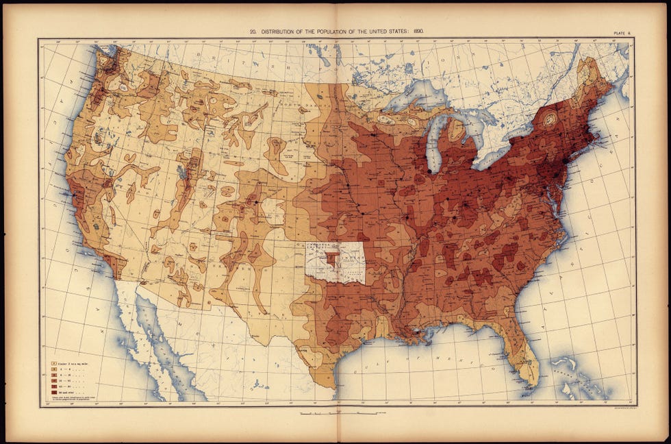 distribution of the population of the united states in 1890