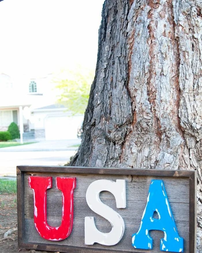 DIY 4th of July Decor Rustic American Wooden Sign