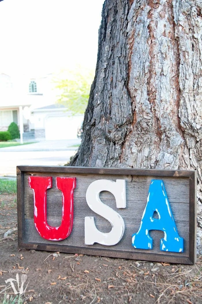 DIY 4th of July Decor Rustic American Wooden Sign