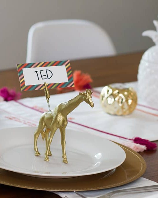 diy animal place card holders engagement party ideas