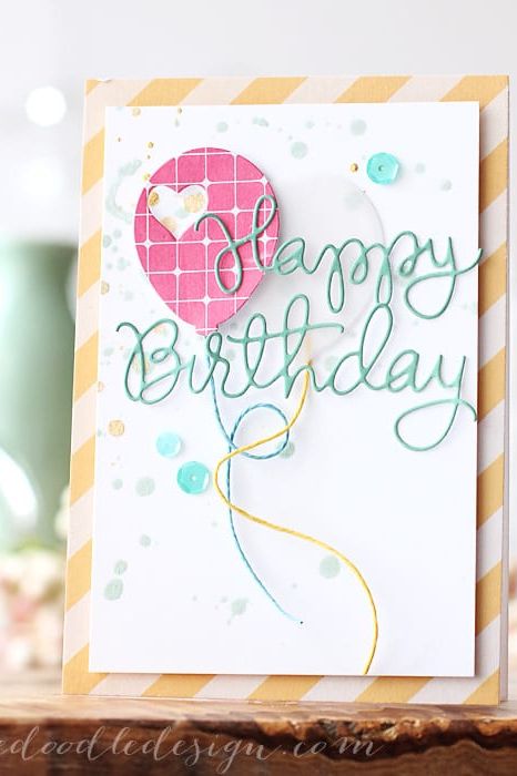 diy birthday card with balloon motif that says happy birthday