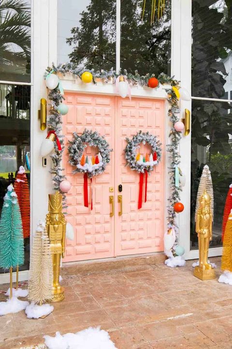 diy christmas door decorations colorful entrance