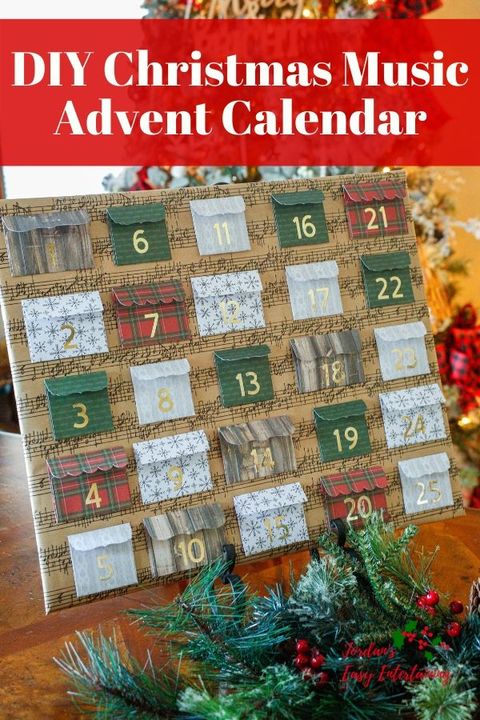music themed advent calendar with labeled envelope