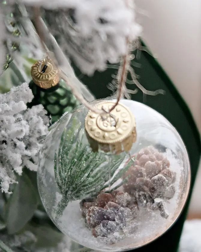 diy christmas ornaments pine snow globe ornament