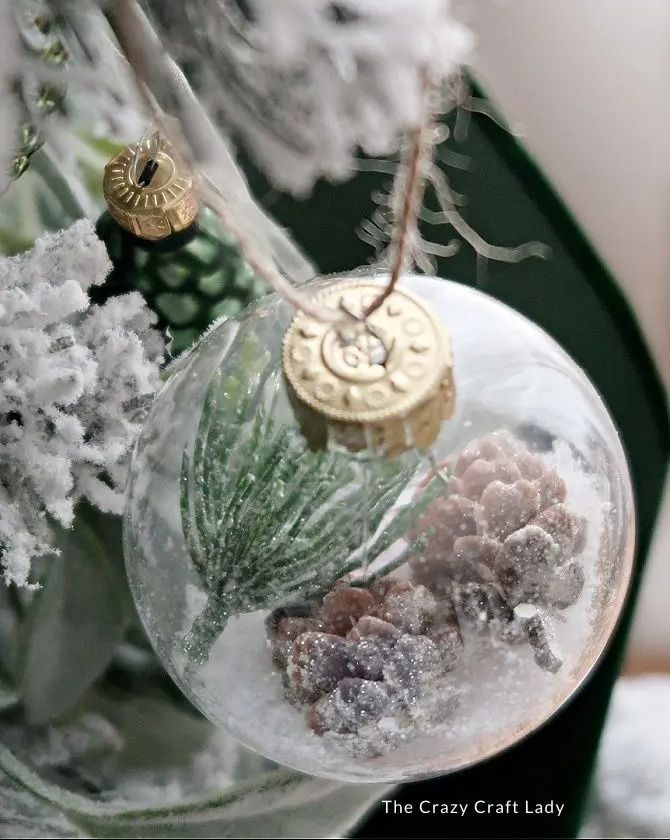 diy christmas ornaments pine snow globe ornament