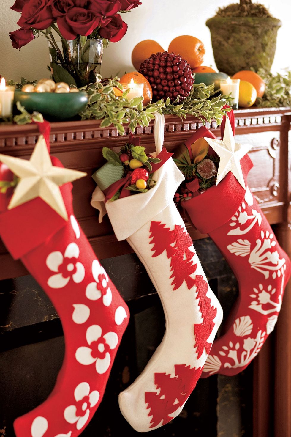 Embroidered Felt Christmas Stockings - Lia Griffith