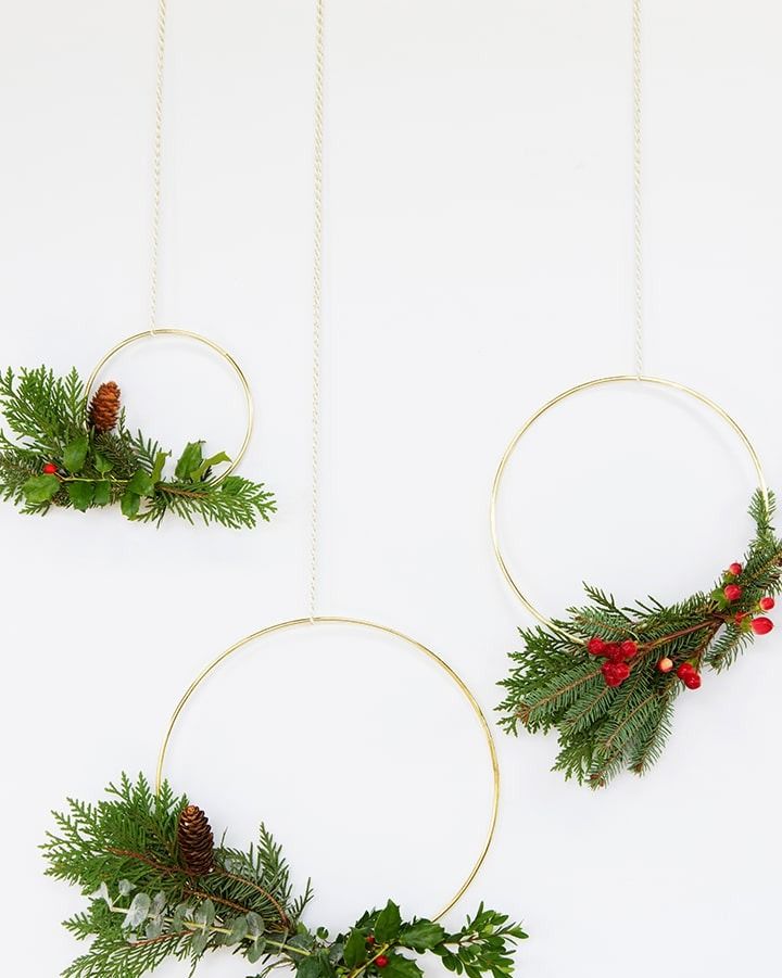 diy christmas wreaths simple gold hoops