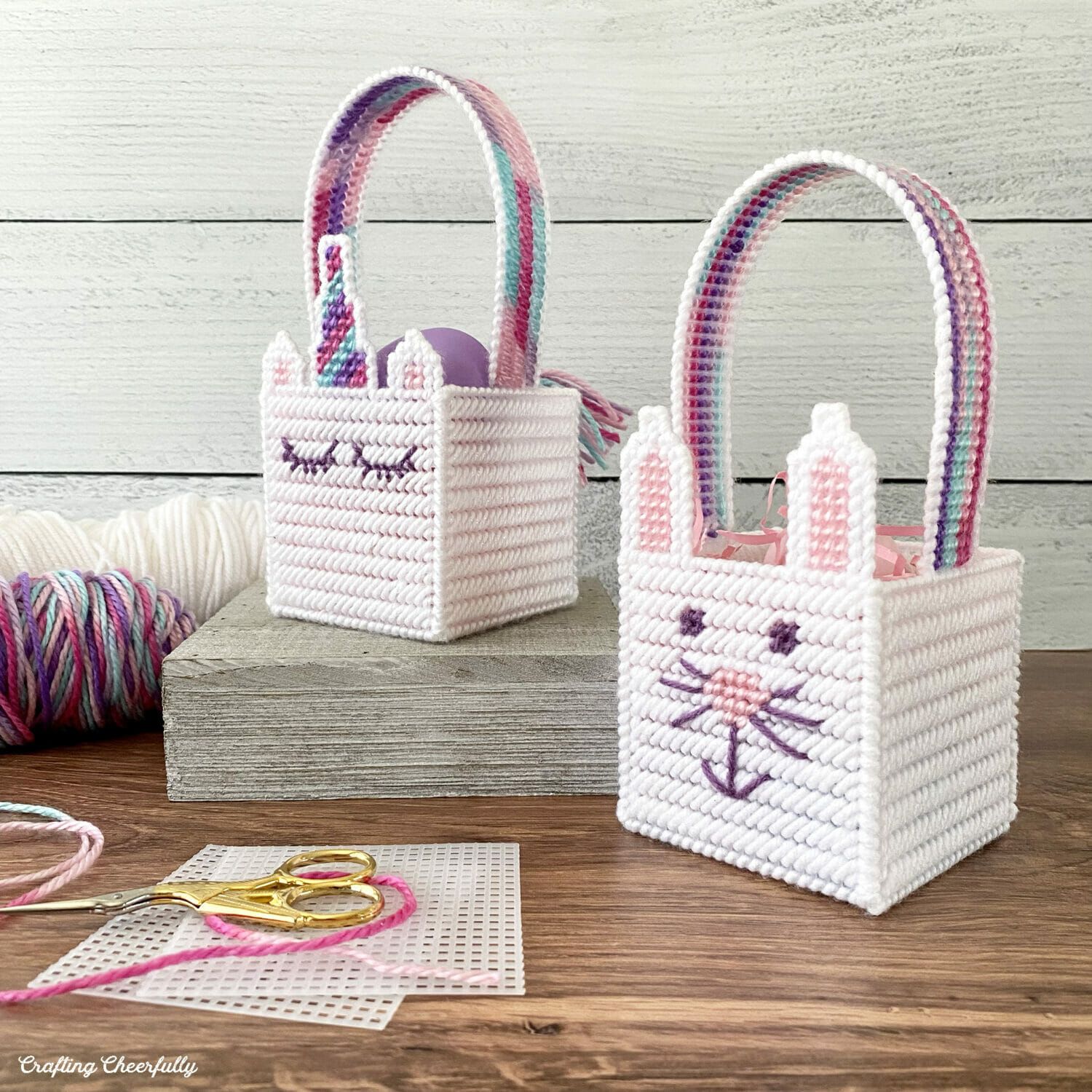 diy easter baskets with plastic canvas