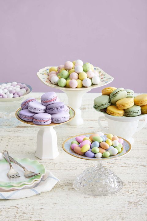 diy candy dishes filled with candy and cookies on a white table