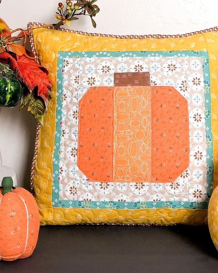 diy fall decor patchwork pumpkin pillow