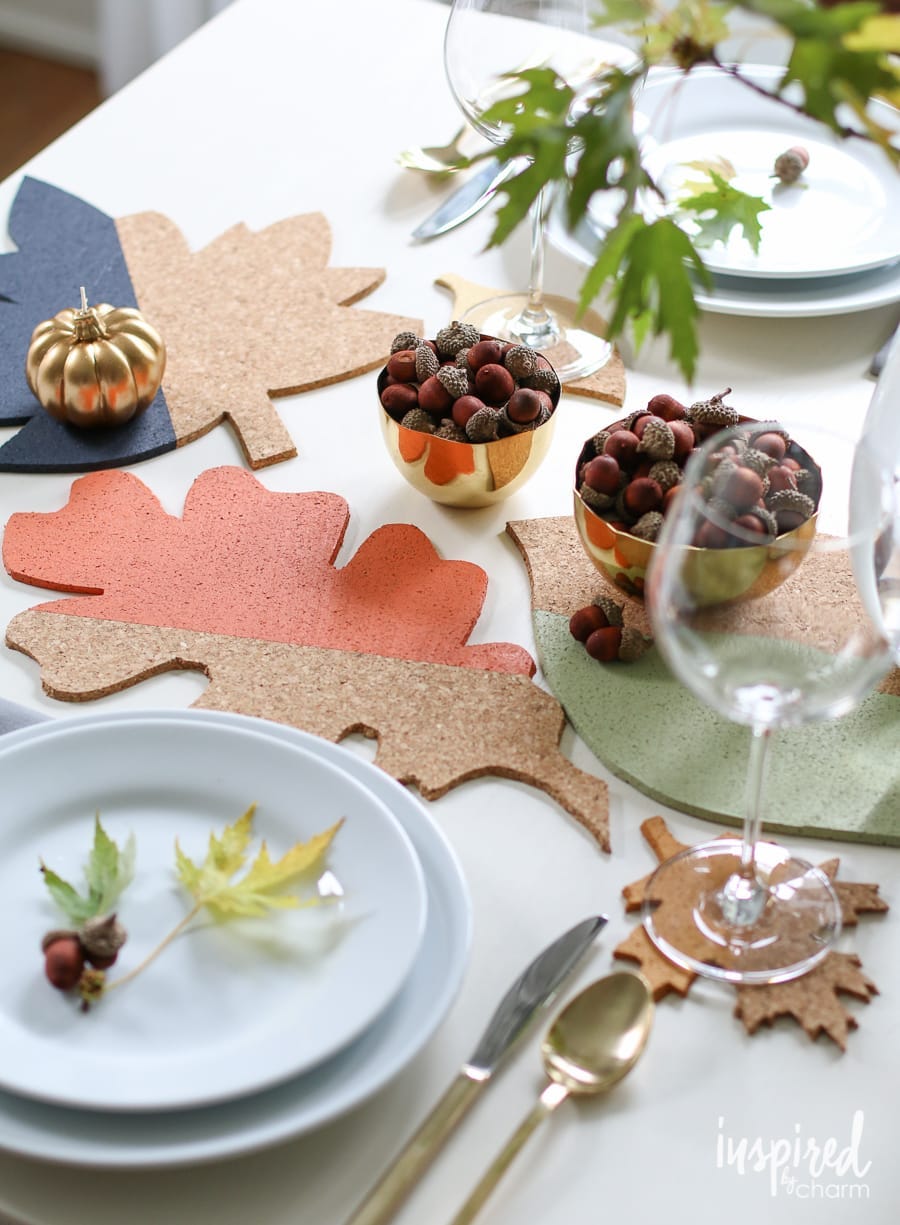 diy fall decorations fall colorblock cork table decor