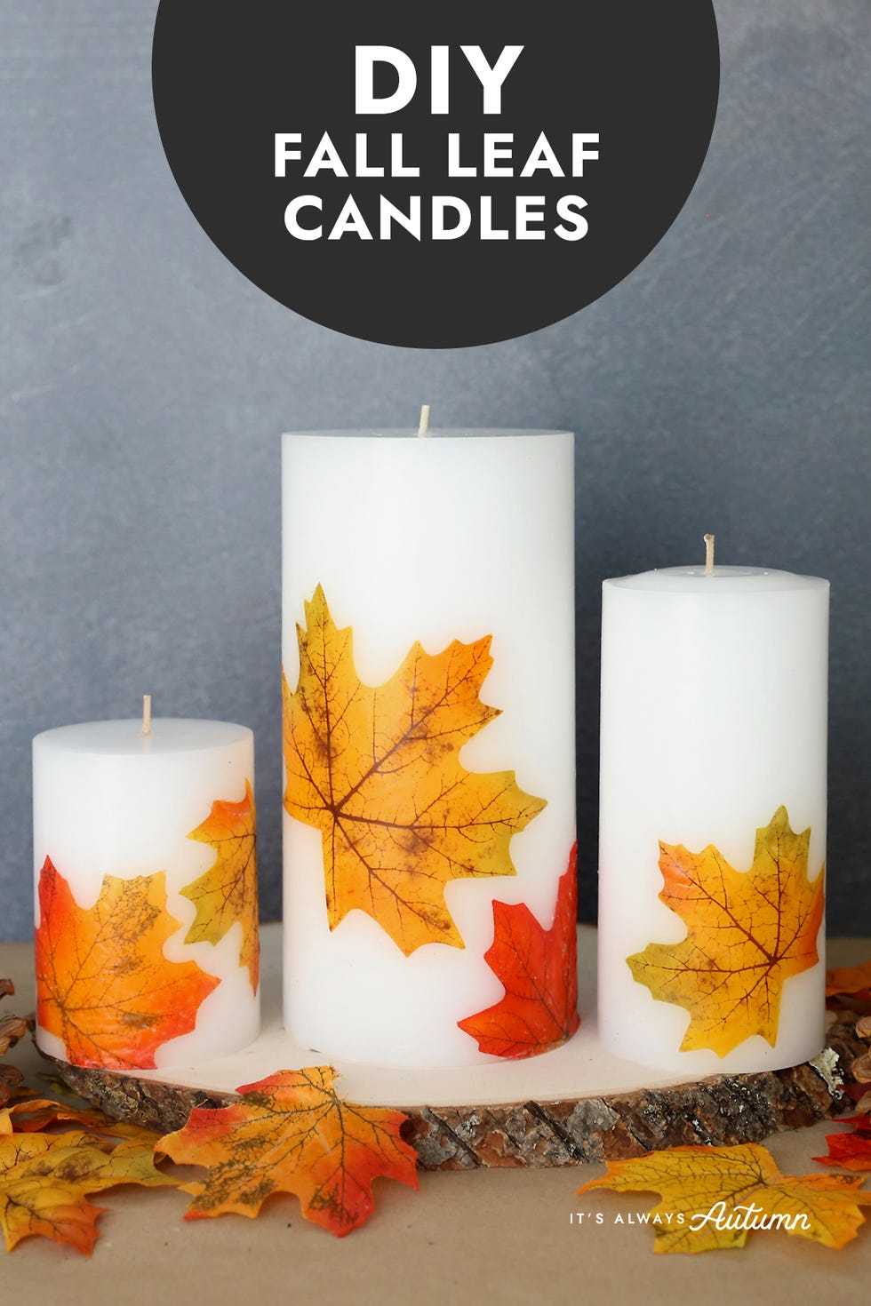 DIY Fall Decor Fall Leaf Candles