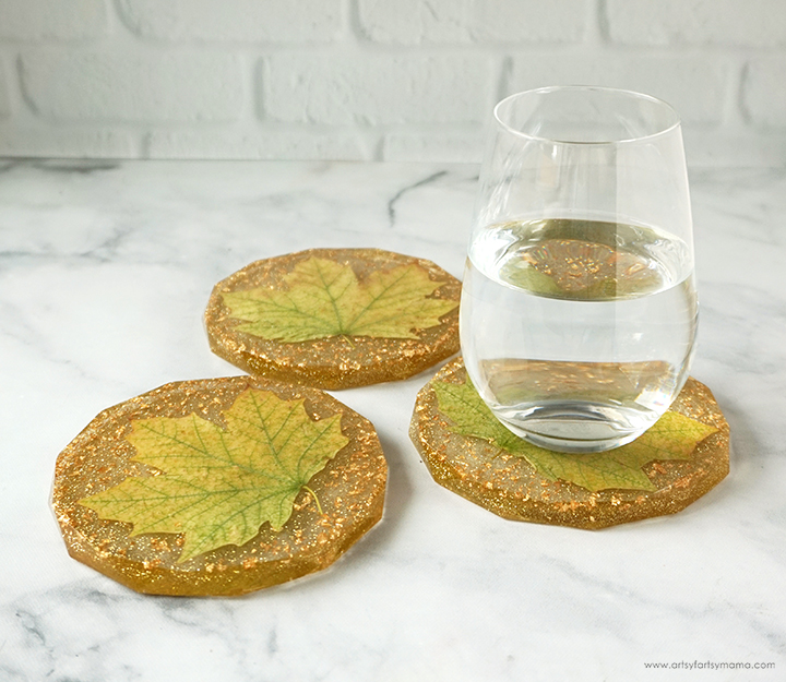 DIY Fall Decor Resin Leaf Coasters