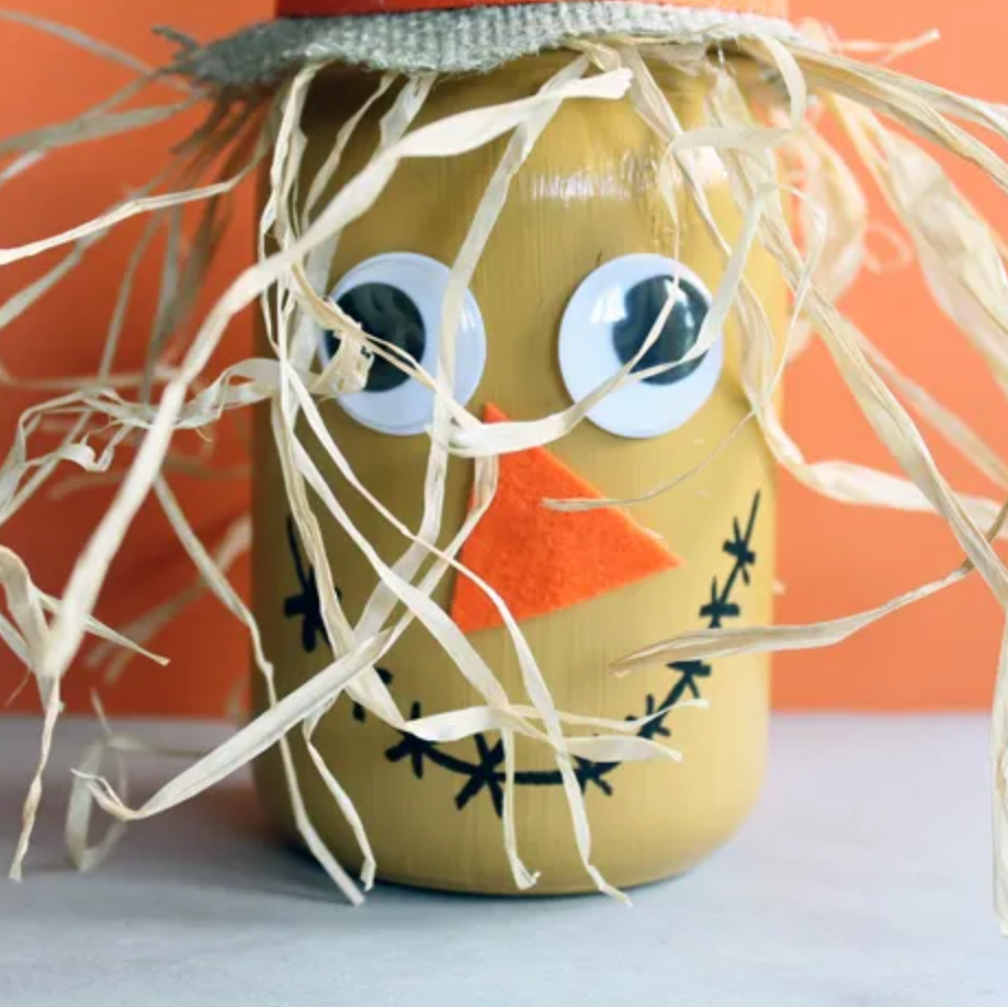 diy fall decorations, scarecrow mason jar