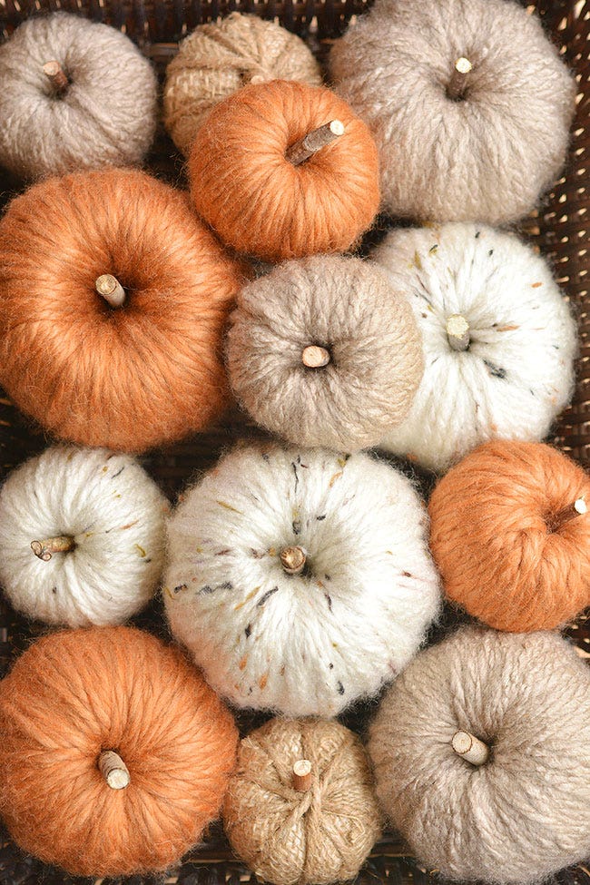 DIY Fall Decorative Yarn Pumpkins