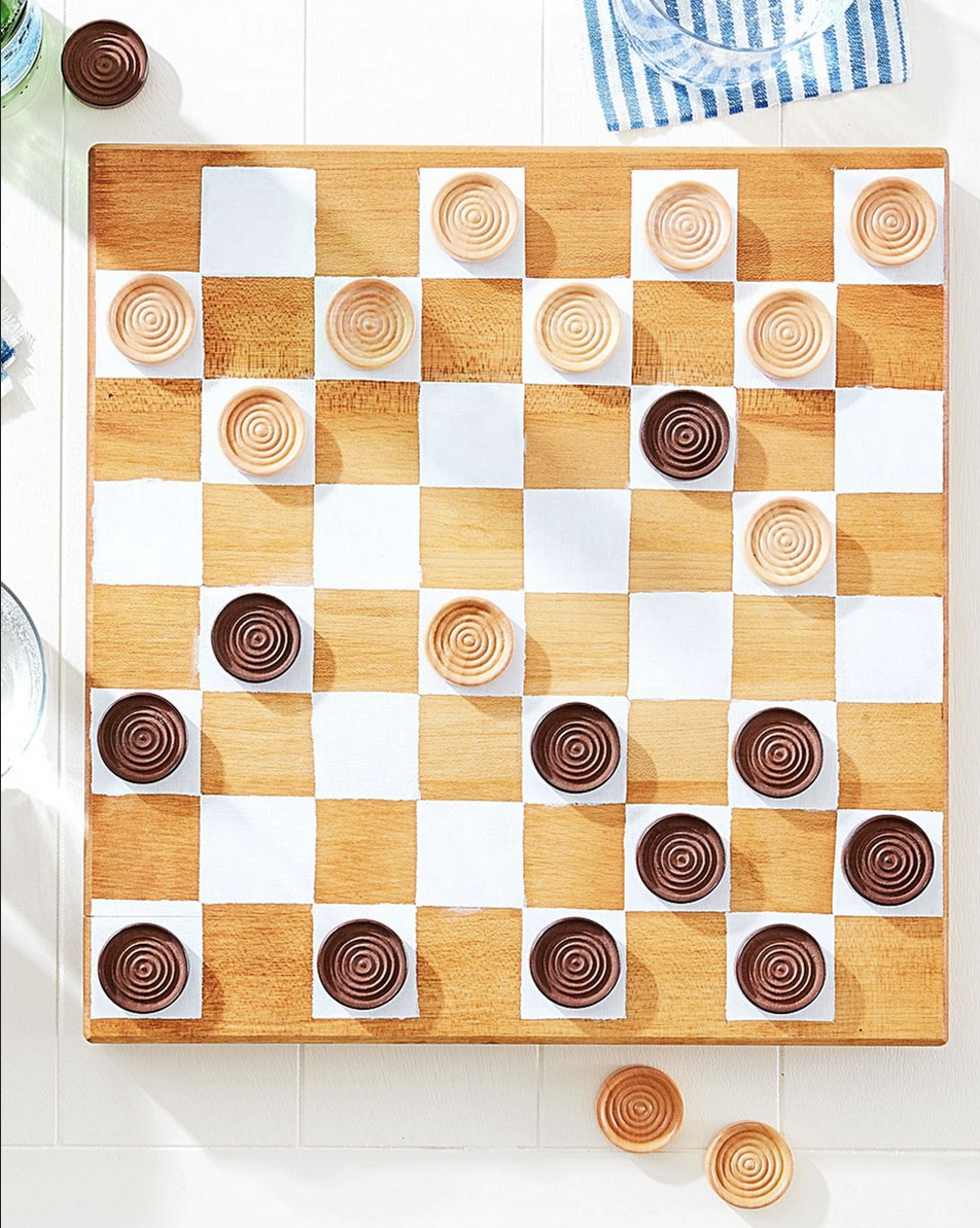 diy checkerboard made on a cutting board