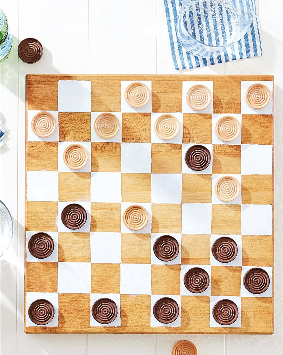 diy checkerboard made on a cutting board