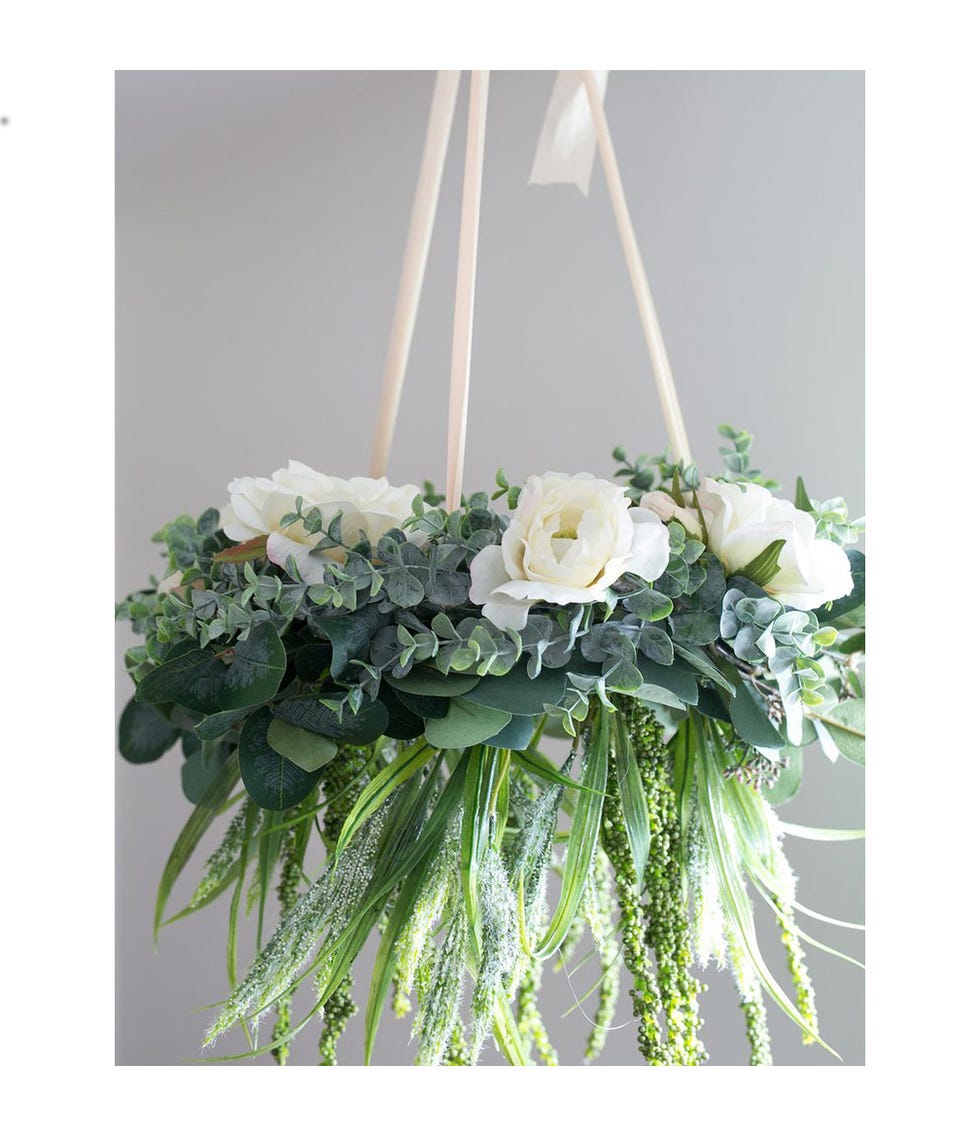 Outdoor Easter Decorations - DIY Chandelier with Artificial Flowers