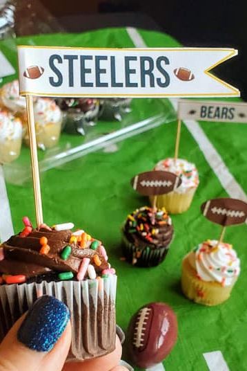 football decorations super bowl cupcake toppers