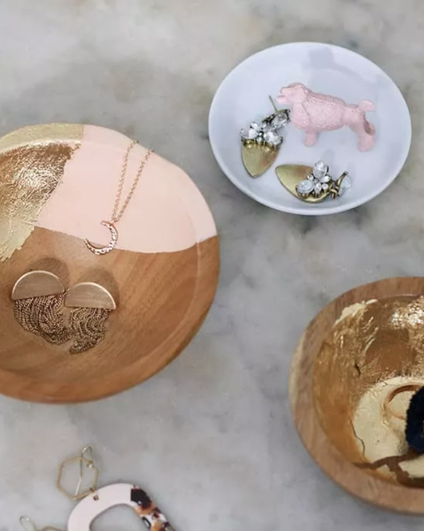 DIY gift gold leaf jewelry bowl for mom
