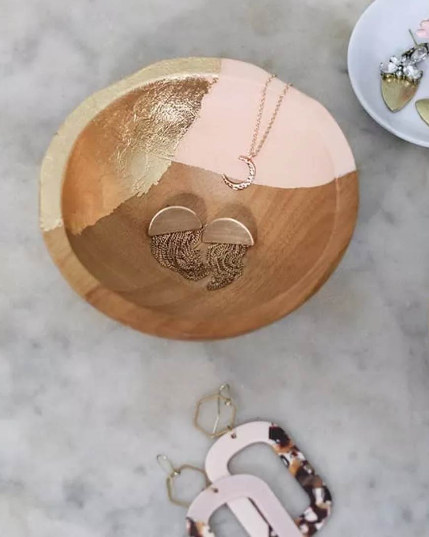 DIY gift gold leaf jewelry bowl for mom