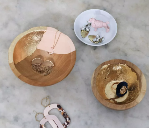 diy gifts for mom gold leaf jewelry bowl