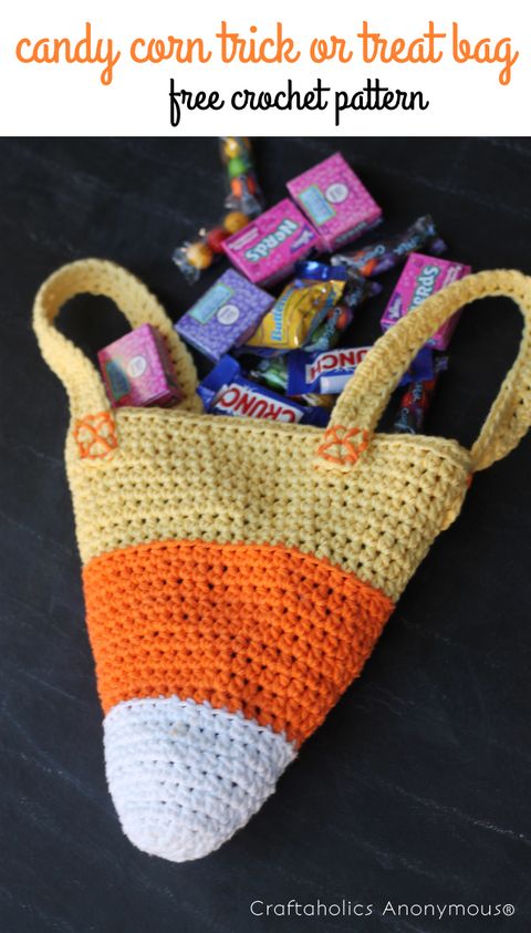 candy corn crochet trick or treating bag