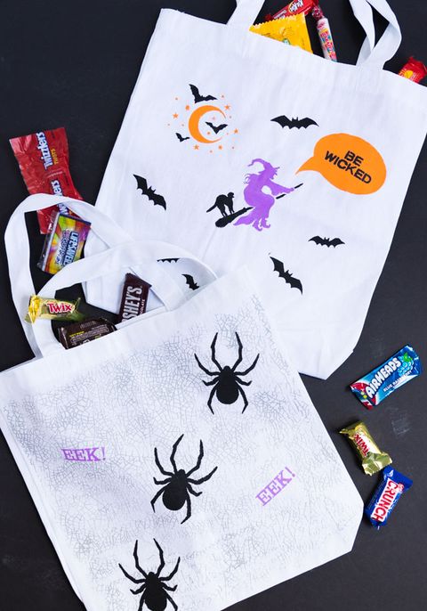 stenciled trick or treat bags