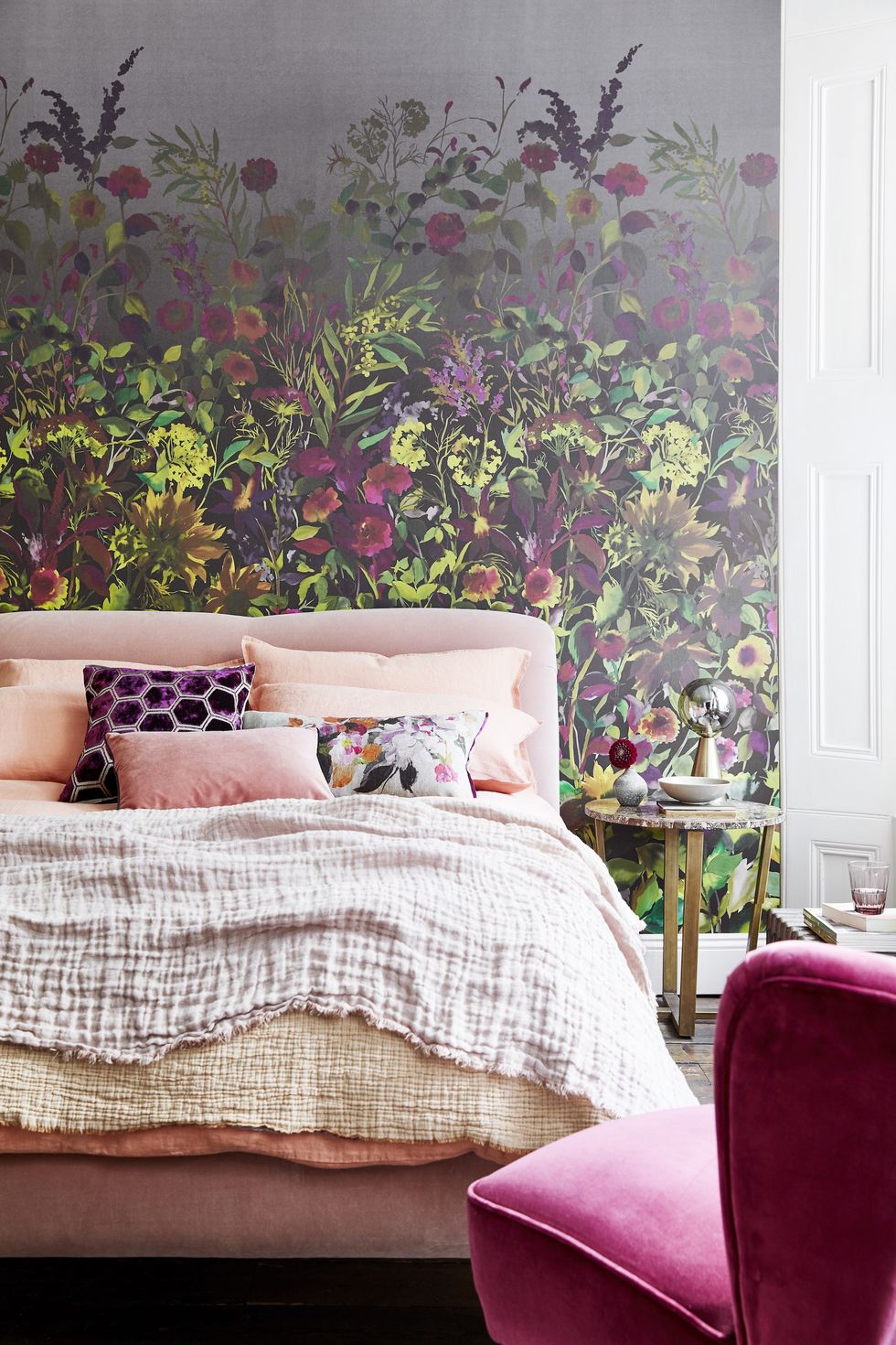 diy headboard ideas bedroom interior with scenic mural