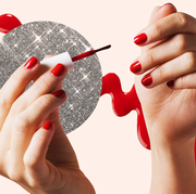 Red, Hand, Nail, Finger, Valentine's day, Nail care, Manicure, Heart, Nail polish, Cosmetics, 