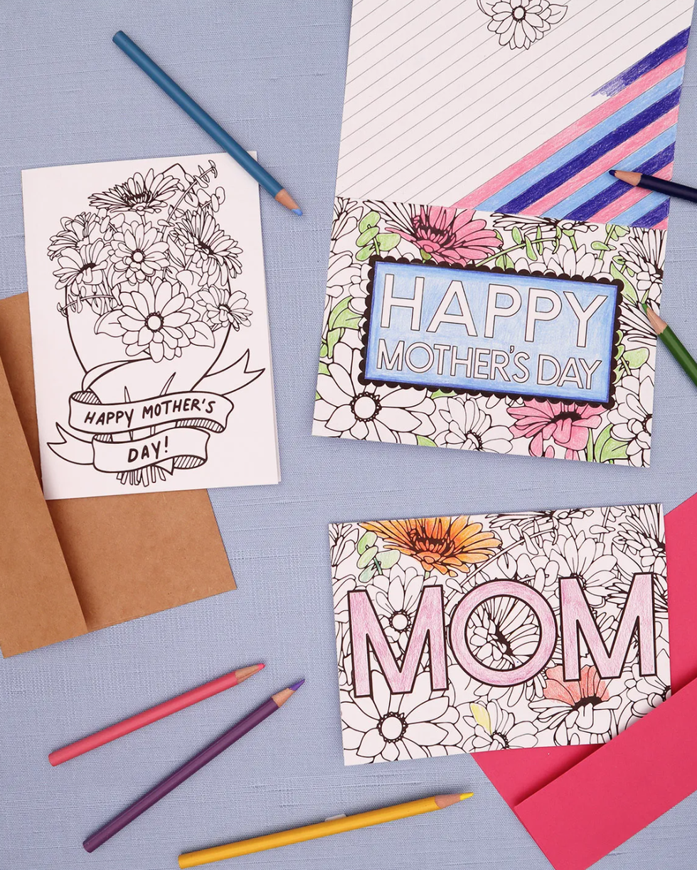 DIY Mother's Day Card Coloring Card