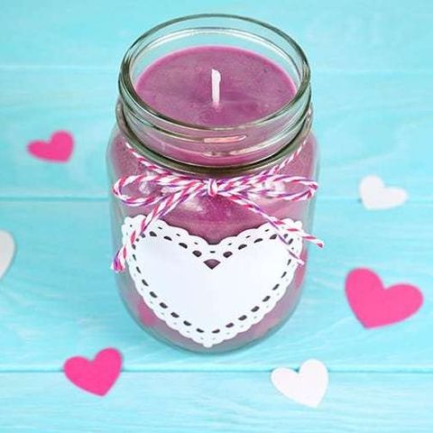 diy mothers day gifts, mason jar candle with heart doily in center