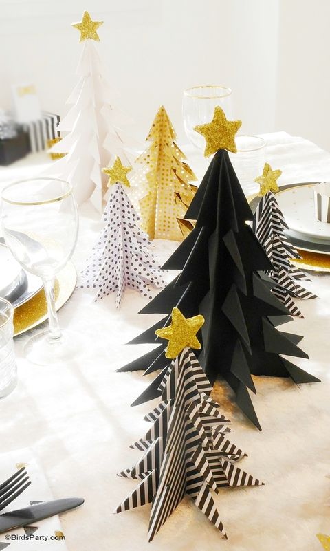 origami black christmas trees
