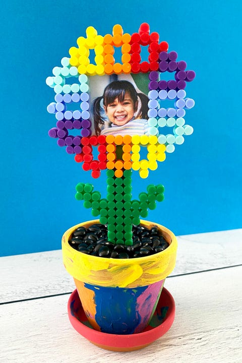 crafting cheerfully flower frame kids craft with perler beads